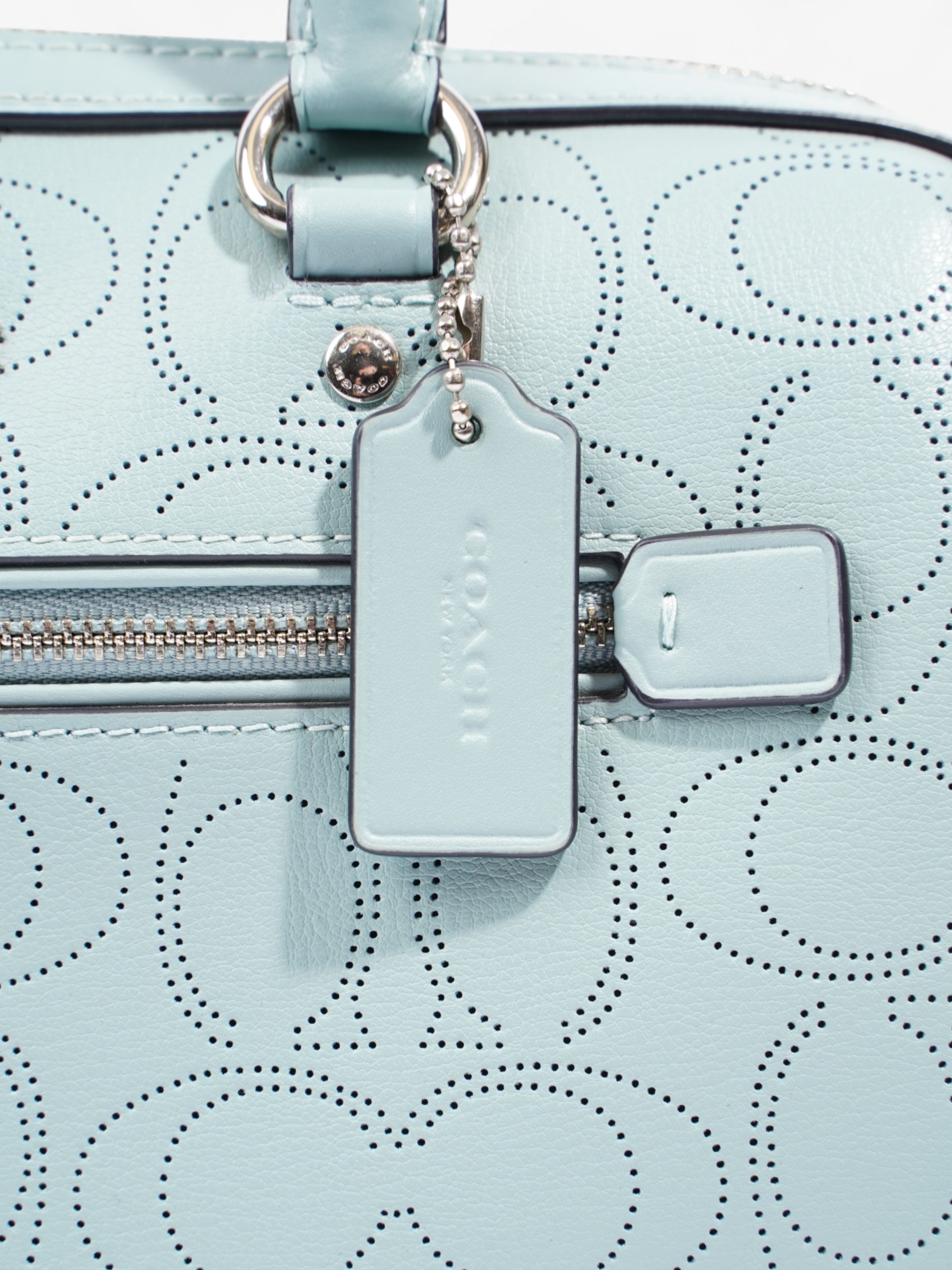 Coach Rowan Satchel Light Blue Leather