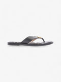 Gucci Interlocking GG Thong Sandals Black / Gold Leather EU 40.5 UK 7.5