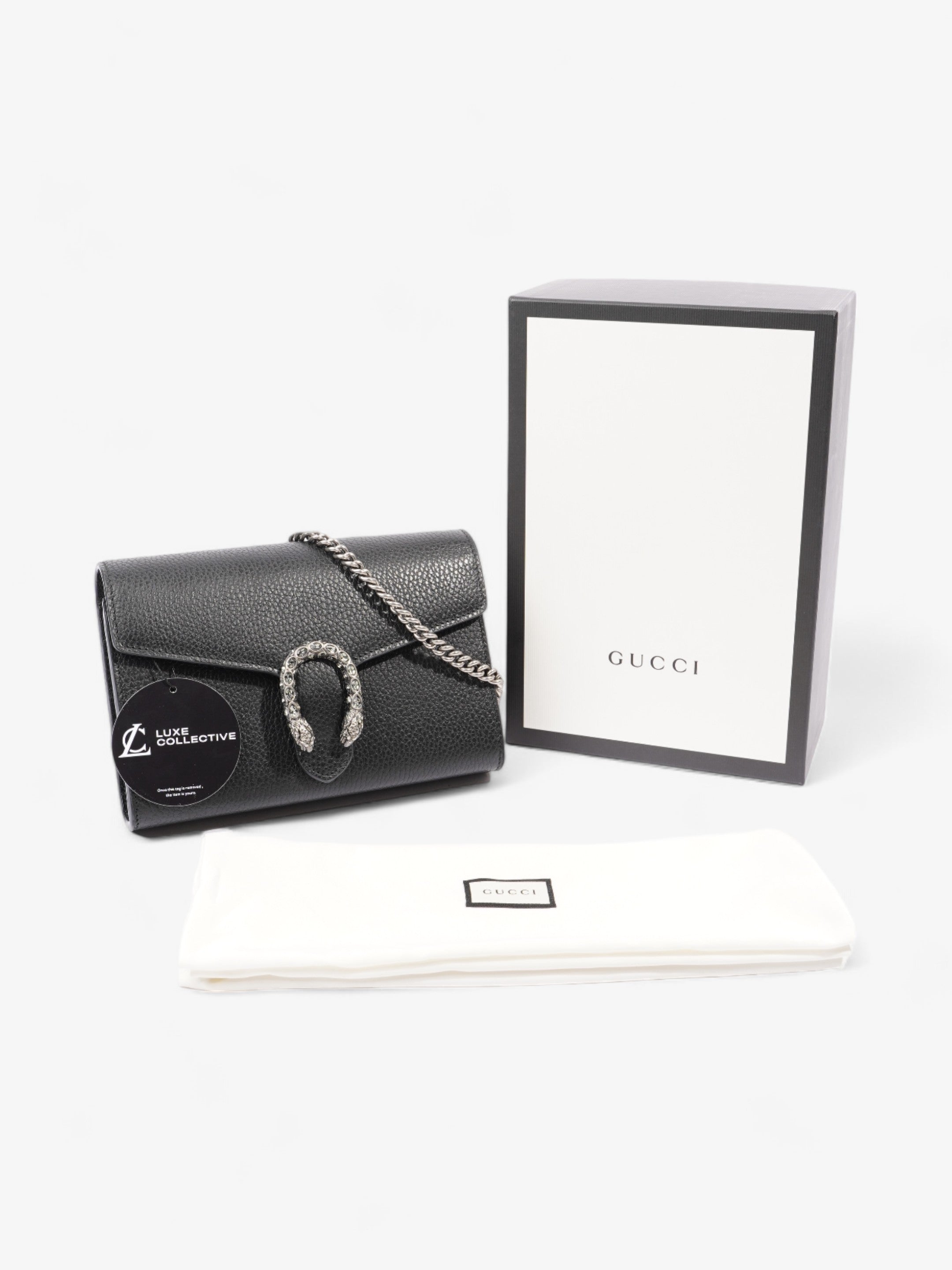 Gucci Dionysus Chain Wallet Black Calfskin Leather Mini