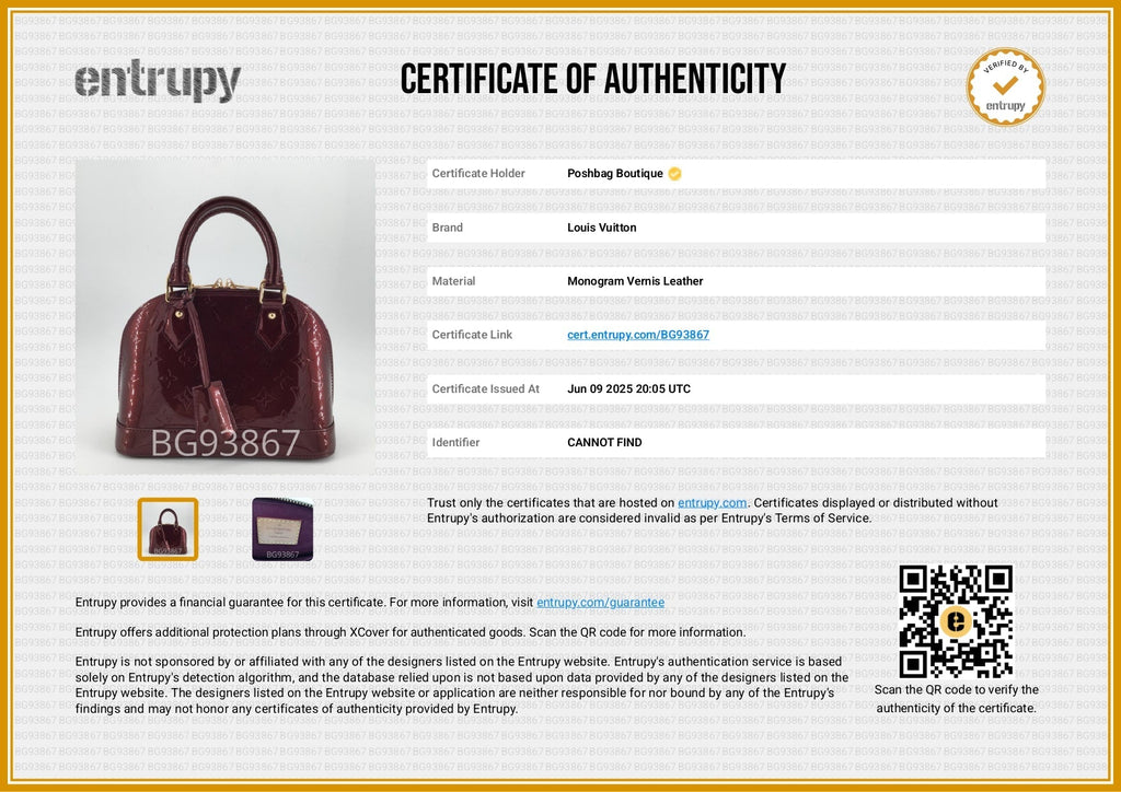 Louis Vuitto Alma BB Monogram Vernis Leather Bag
