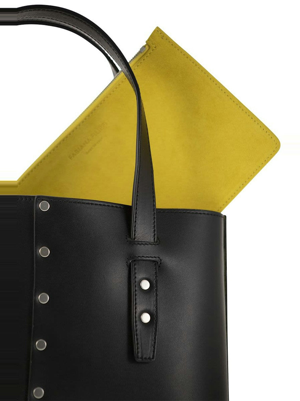 LEATHER AND STUDDED TOTE BAG