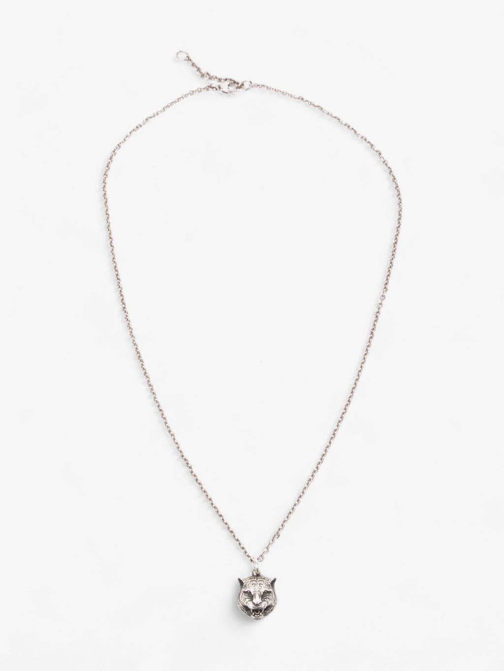 Gucci Feline Head Necklace Silver Silver Sterling