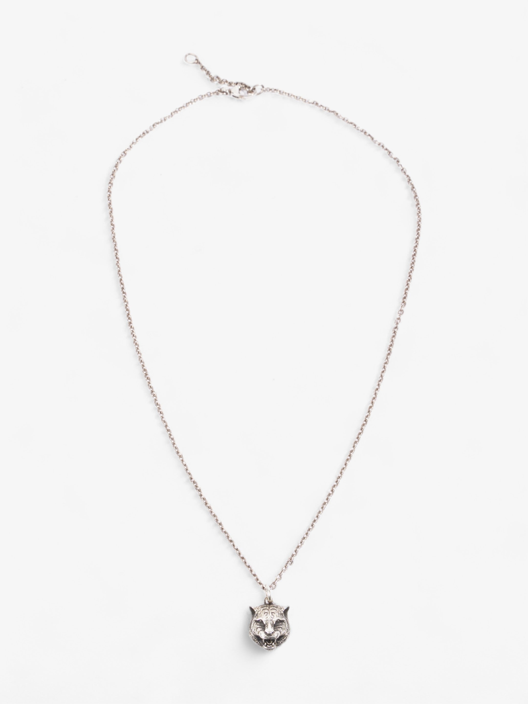 Gucci Feline Head Necklace Silver Silver Sterling