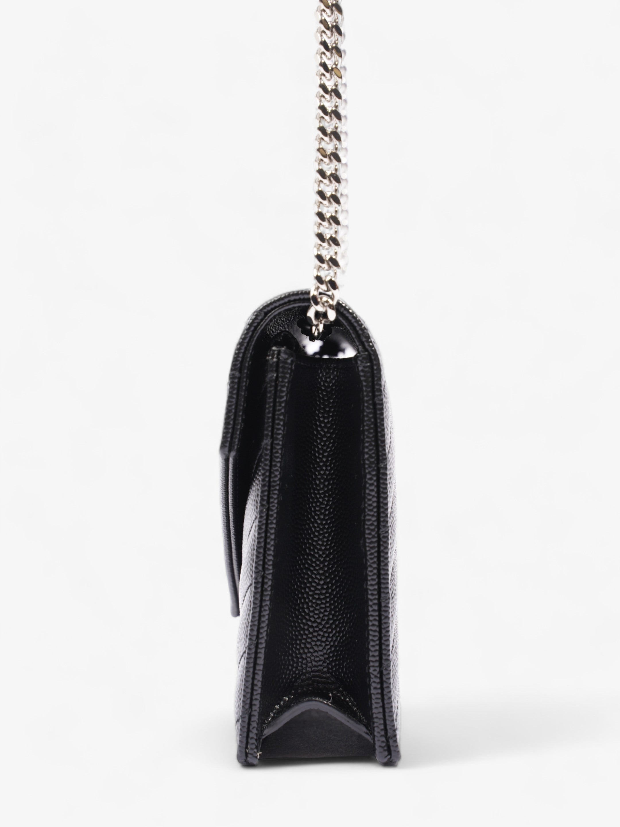 Saint Laurent Cassandre Envelope Black Grained Leather