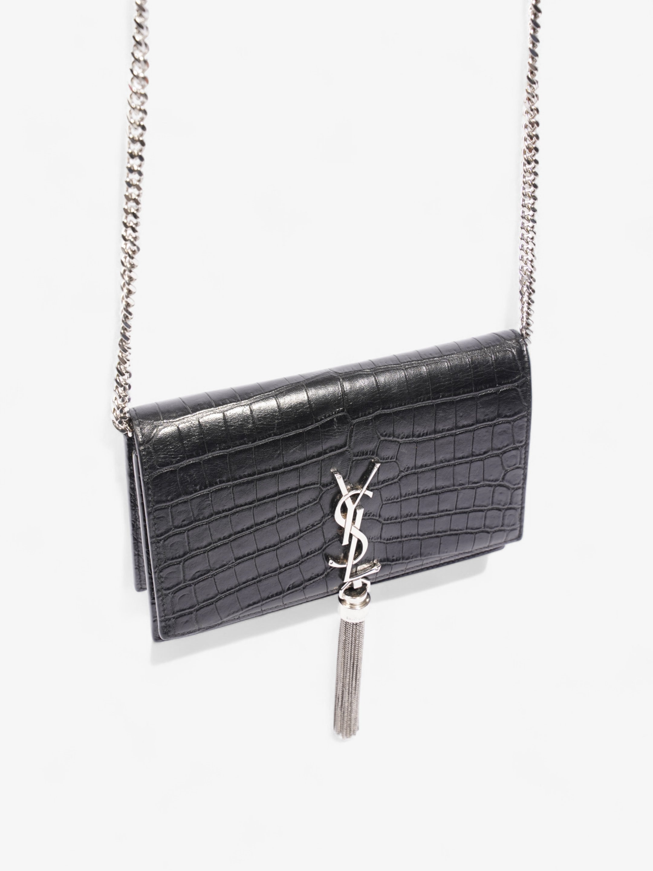 Saint Laurent Kate Tassel Bag Black Calfskin Leather Small