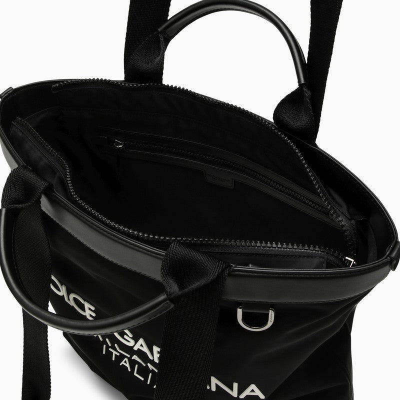 Dolce&Gabbana Black Nylon Shopping Bag With Logo Men