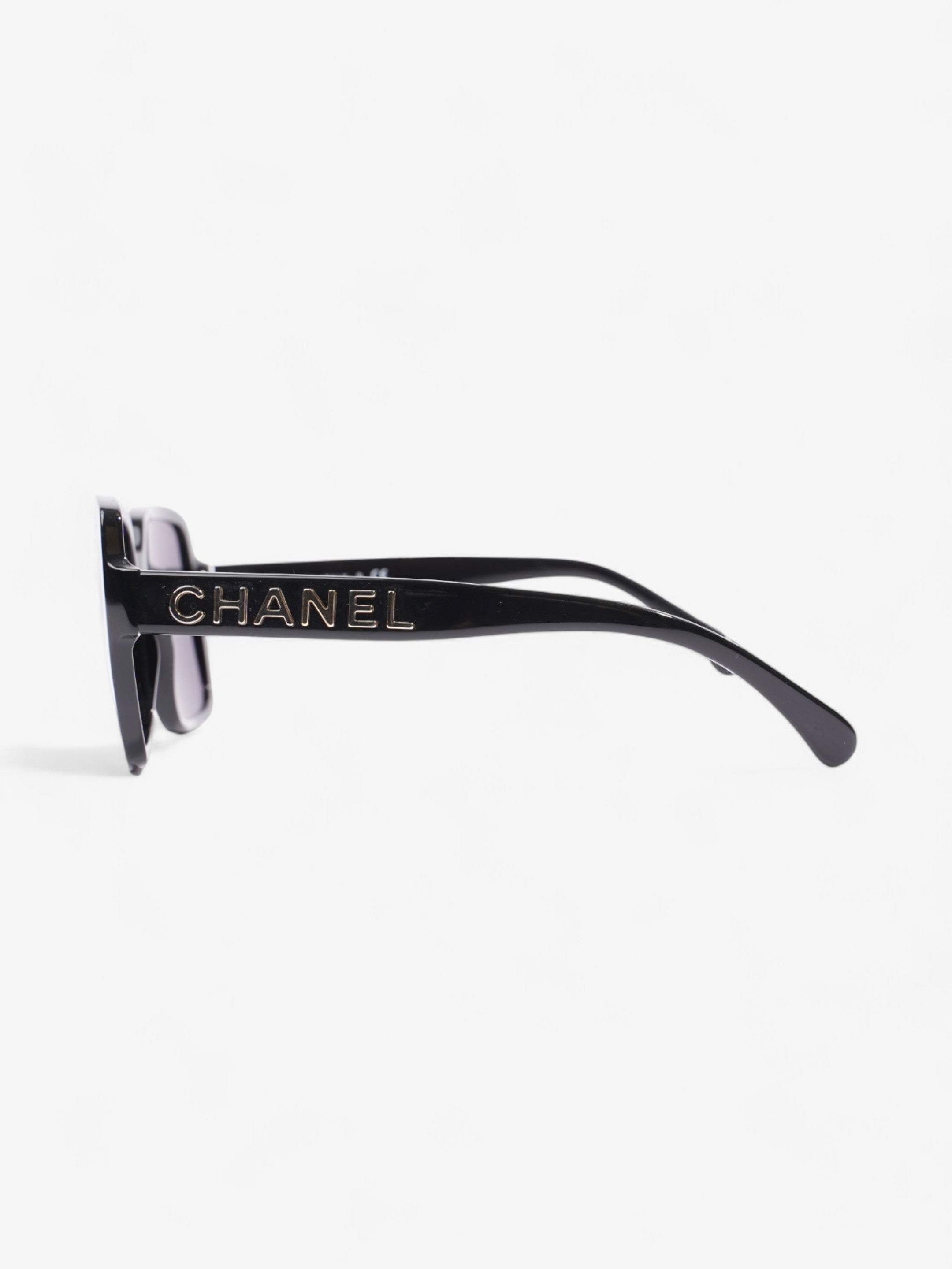 Chanel Square Framed Sunglasses Black / Gold Acetate 140mm