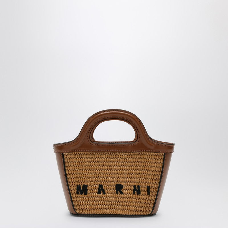 Marni Micro Tropicalia Brown Leather And Rafia Women