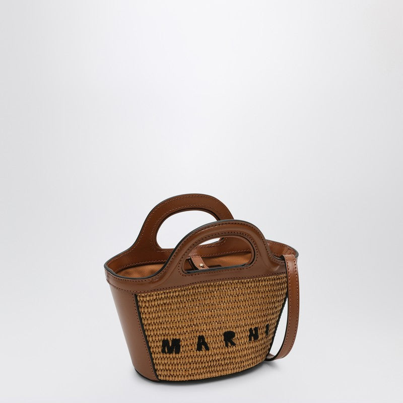 Marni Micro Tropicalia Brown Leather And Rafia Women