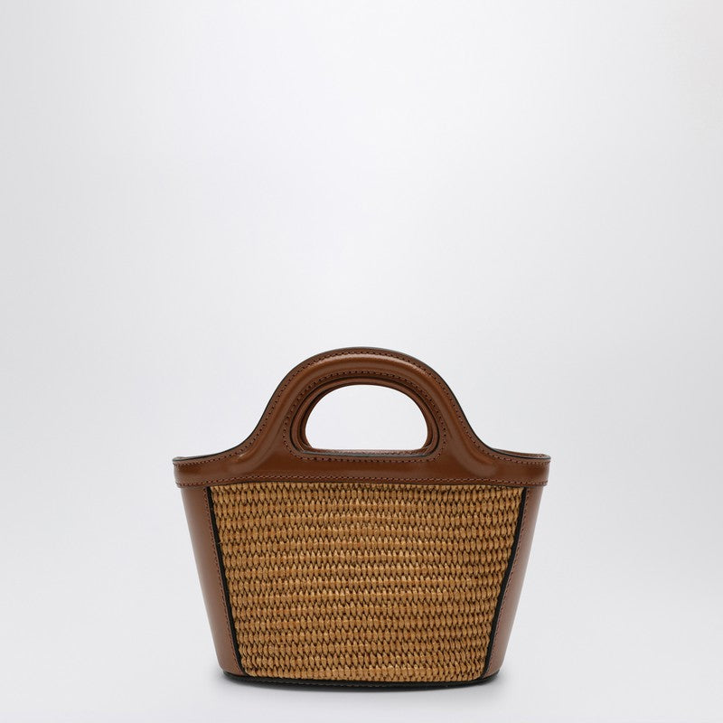 Marni Micro Tropicalia Brown Leather And Rafia Women