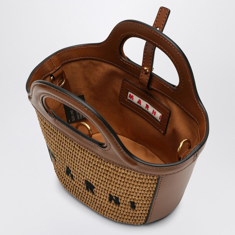 Marni Micro Tropicalia Brown Leather And Rafia Women