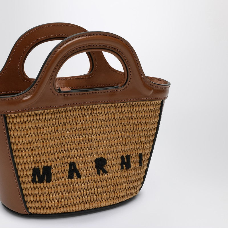 Marni Micro Tropicalia Brown Leather And Rafia Women