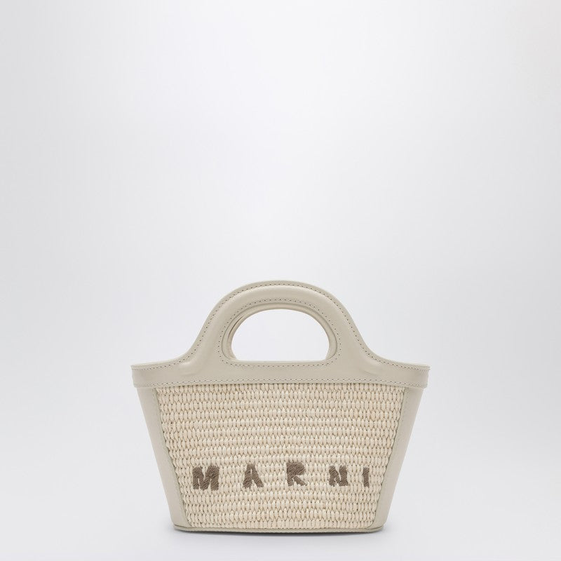 Marni Micro Tropicalia White Leather And Rafia Women
