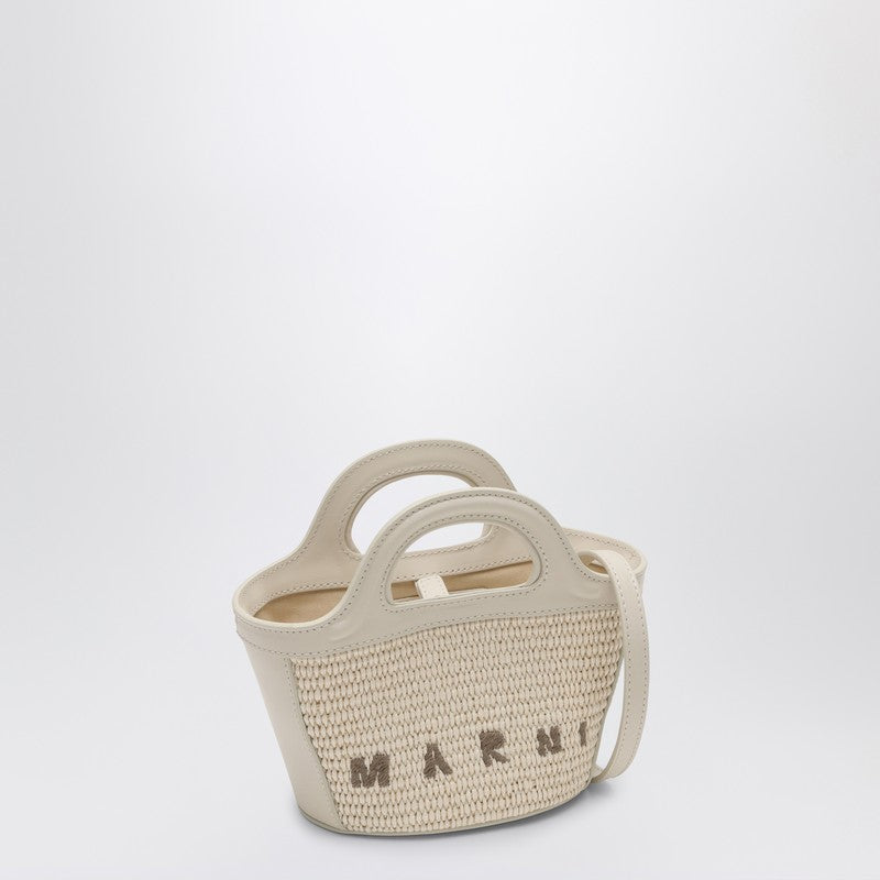 Marni Micro Tropicalia White Leather And Rafia Women