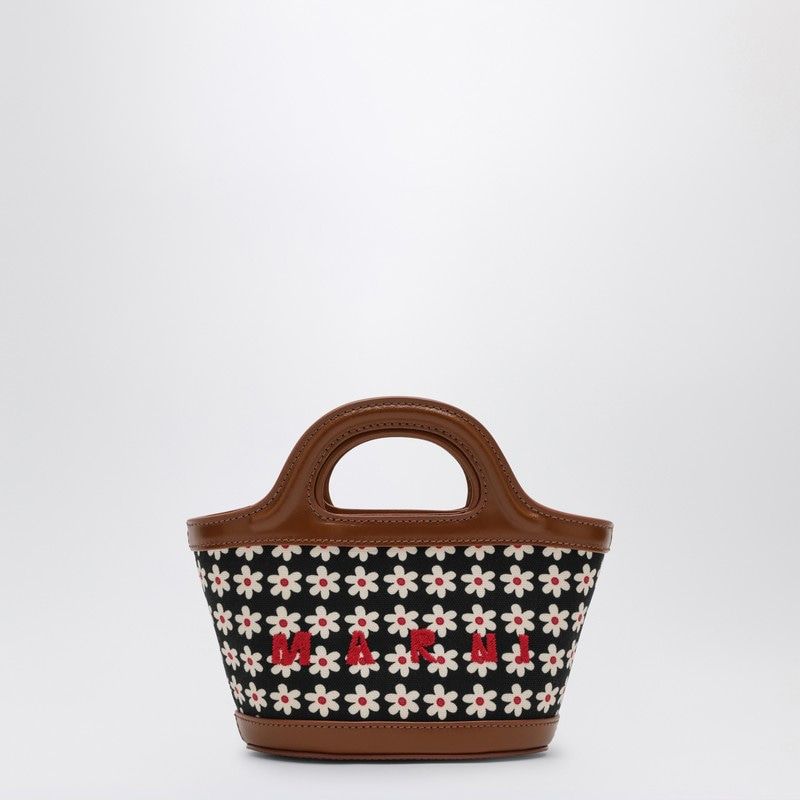 BLACK MICRO TROPICALIA BAG WITH DAISY PRINT
