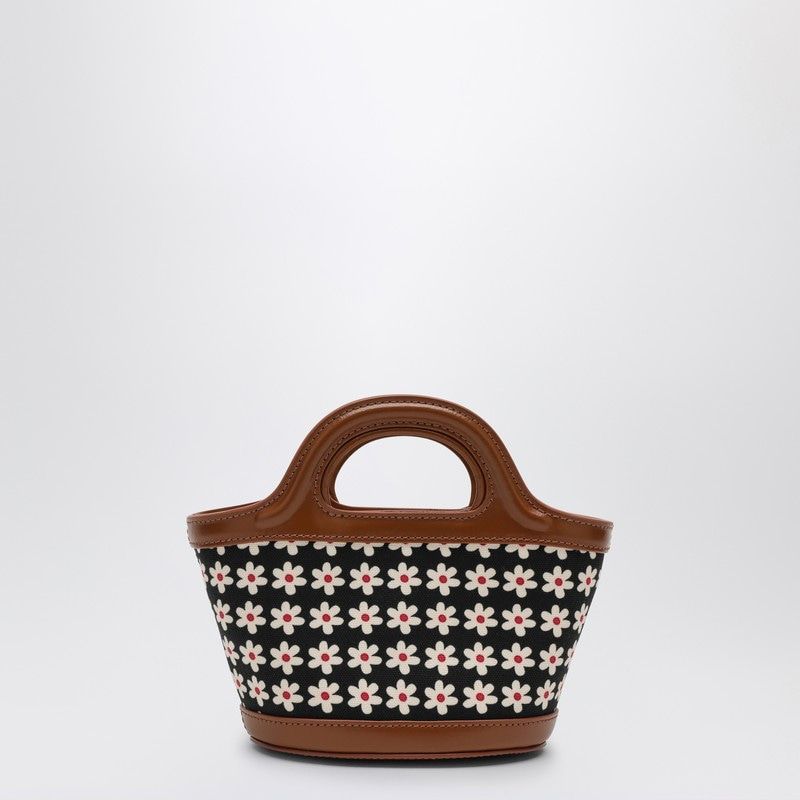 BLACK MICRO TROPICALIA BAG WITH DAISY PRINT