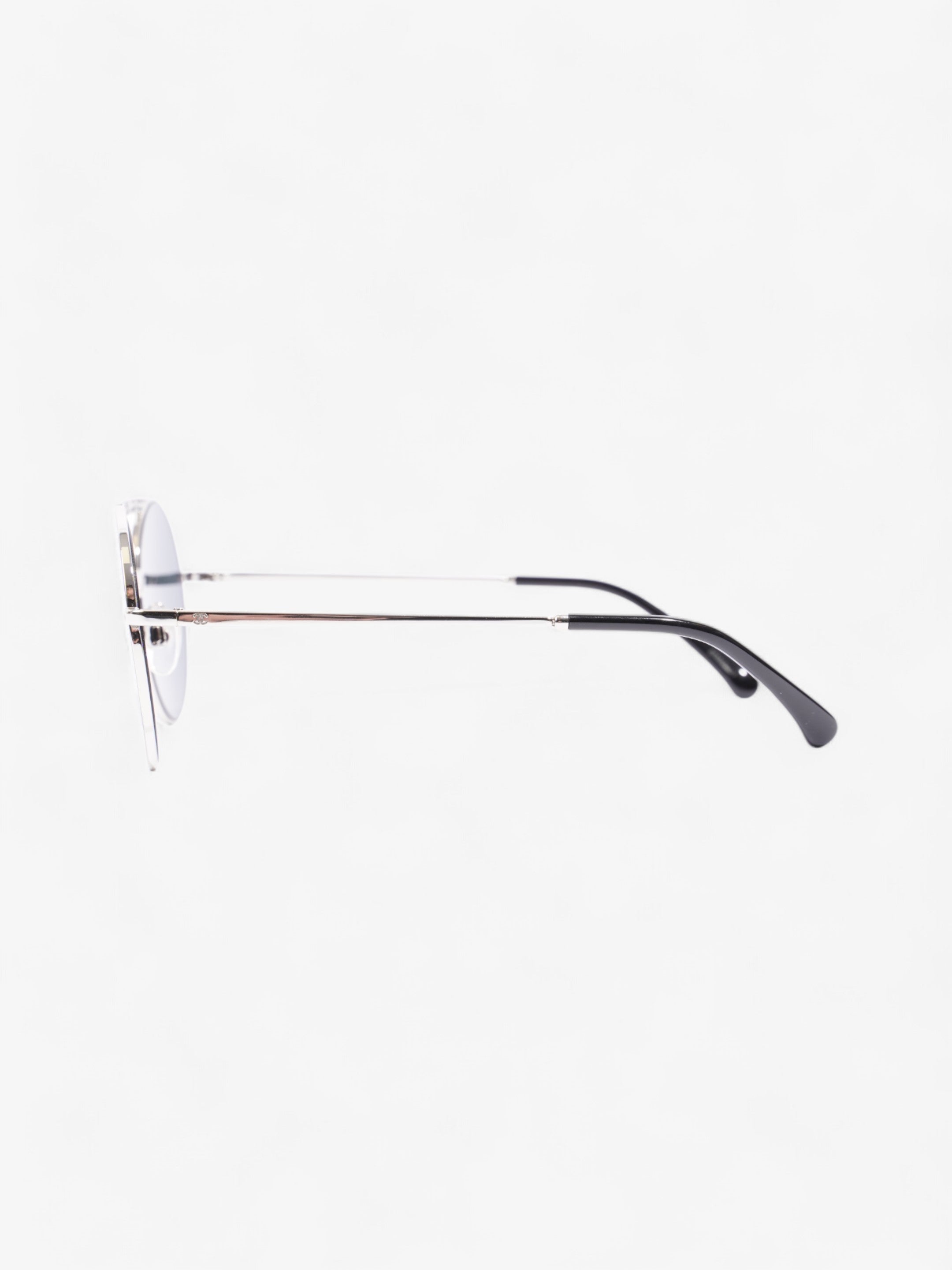 Chanel Round Sunglasses Silver Acetate 140mm
