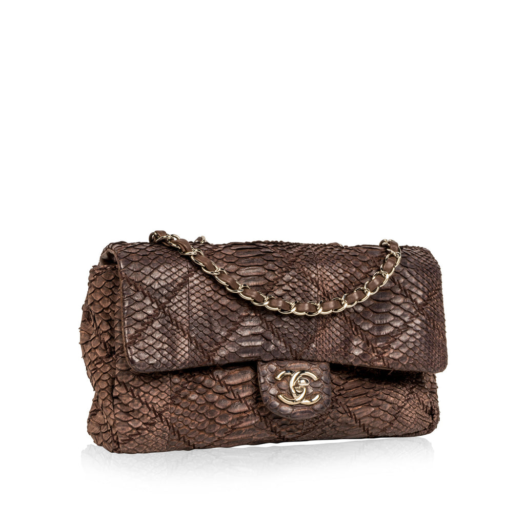 Python Flap Bag Brown