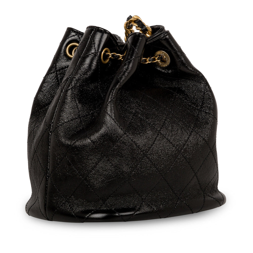 Glazed Lambskin Bucket Bag