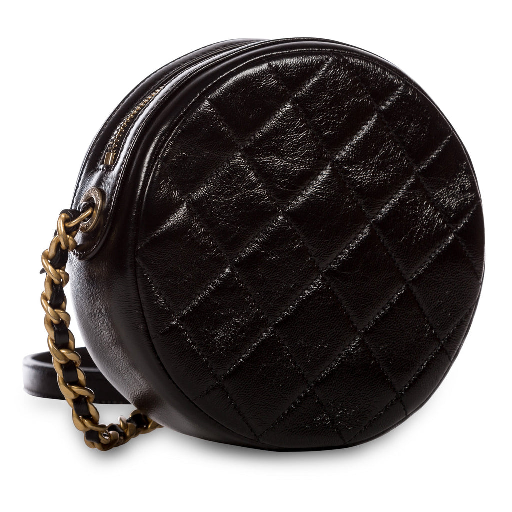 Glazed Lambskin Circular Crossbody