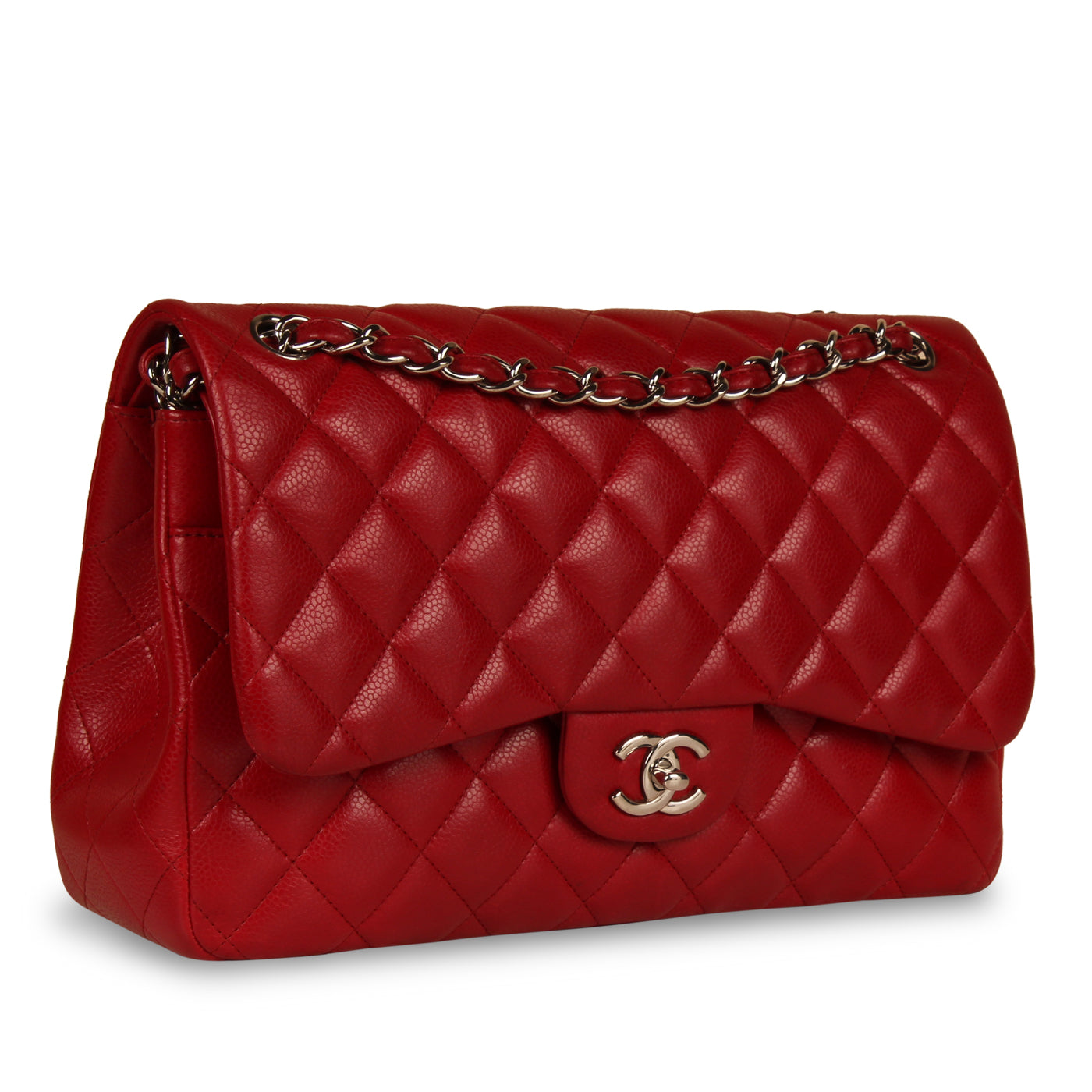 Classic Red Caviar Flap Bag - Jumbo
