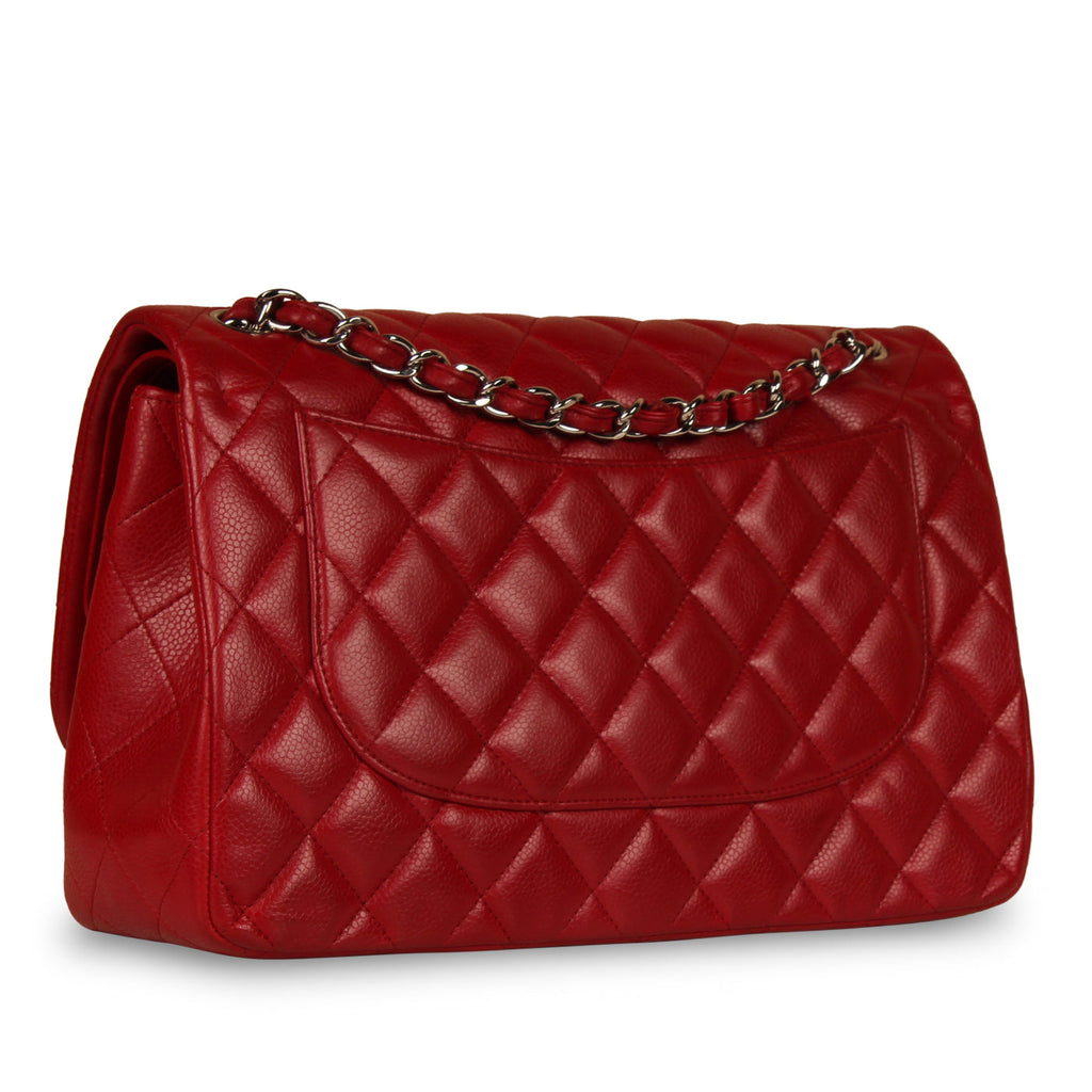 Classic Red Caviar Flap Bag - Jumbo