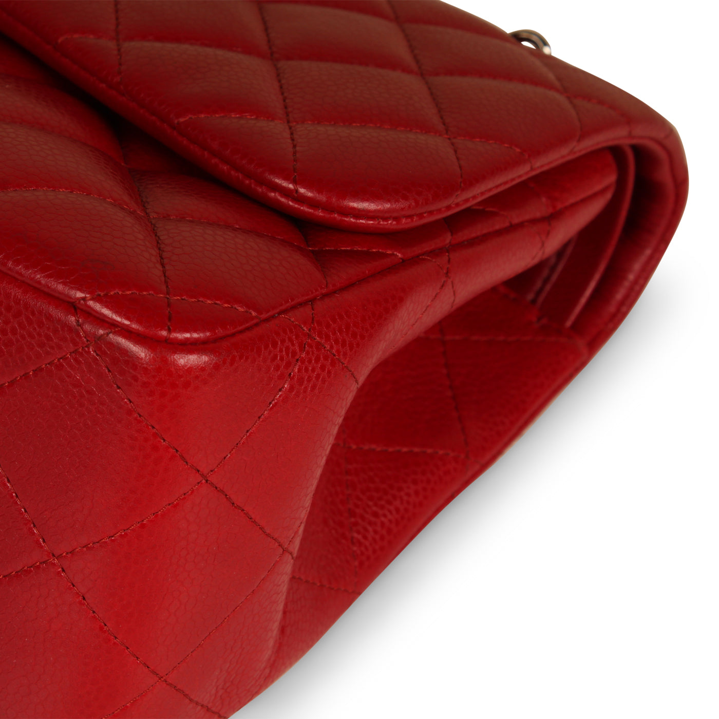Classic Red Caviar Flap Bag - Jumbo