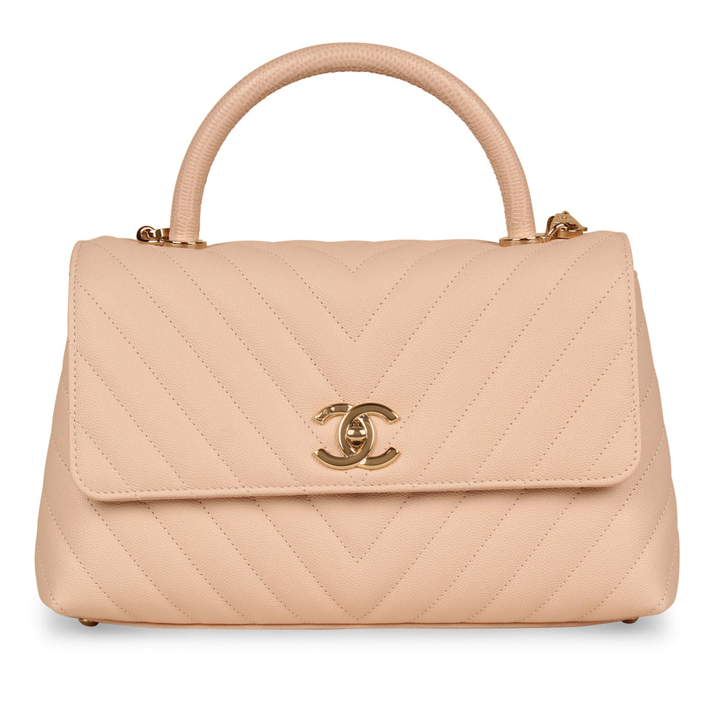 Pink Chevron Coco Top Handle - Medium