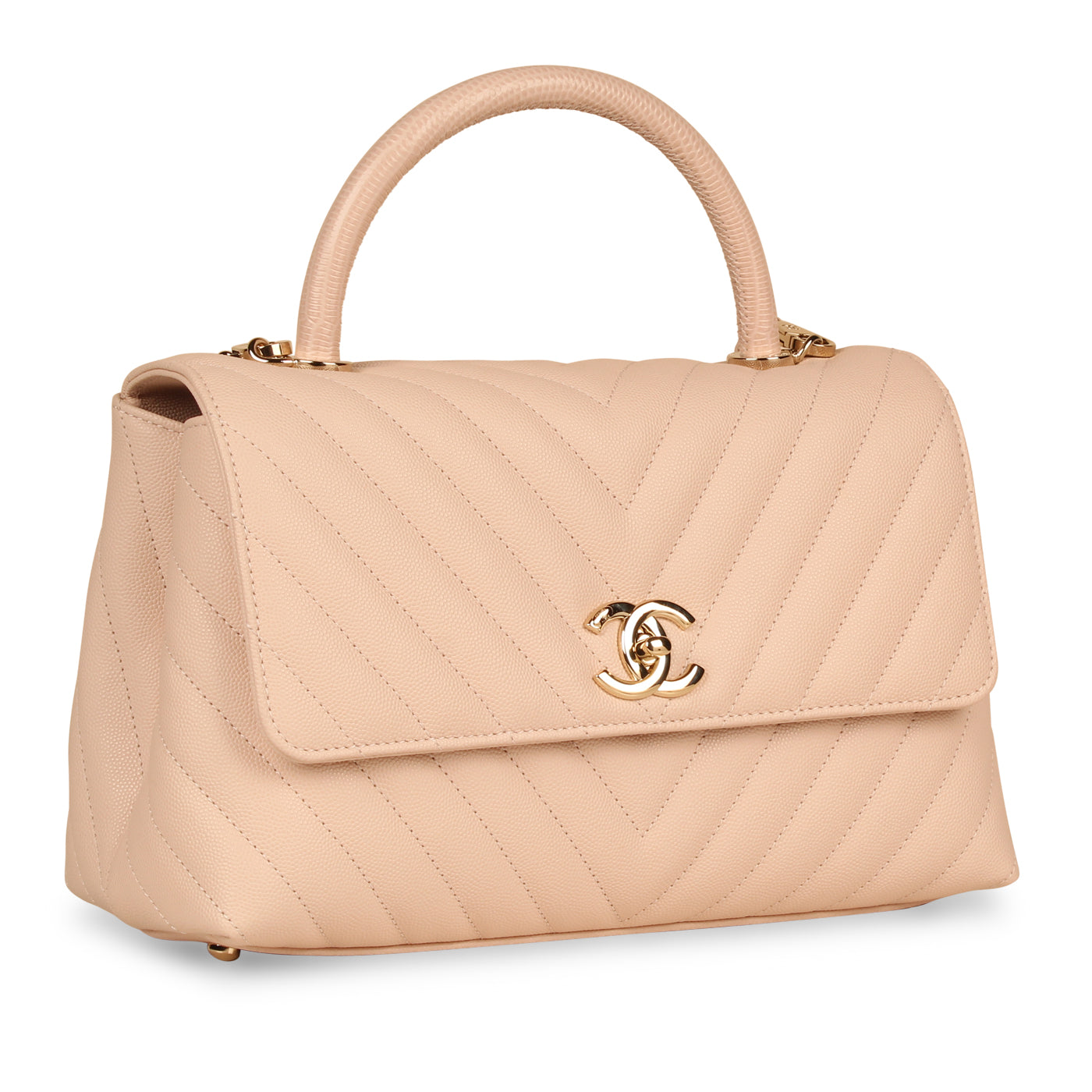 Pink Chevron Coco Top Handle - Medium