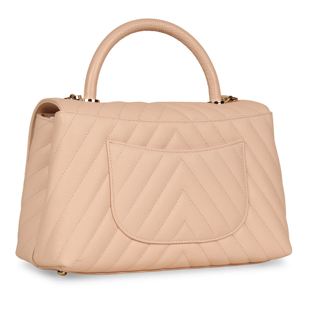 Pink Chevron Coco Top Handle - Medium