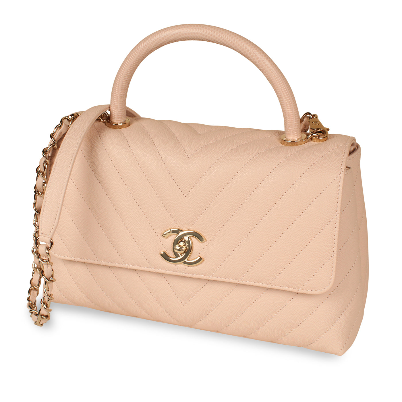 Pink Chevron Coco Top Handle - Medium