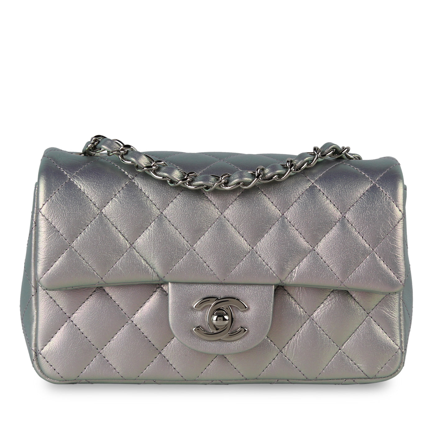 Chanel Mini Rectangular Flap Bag - Iridescent Silver