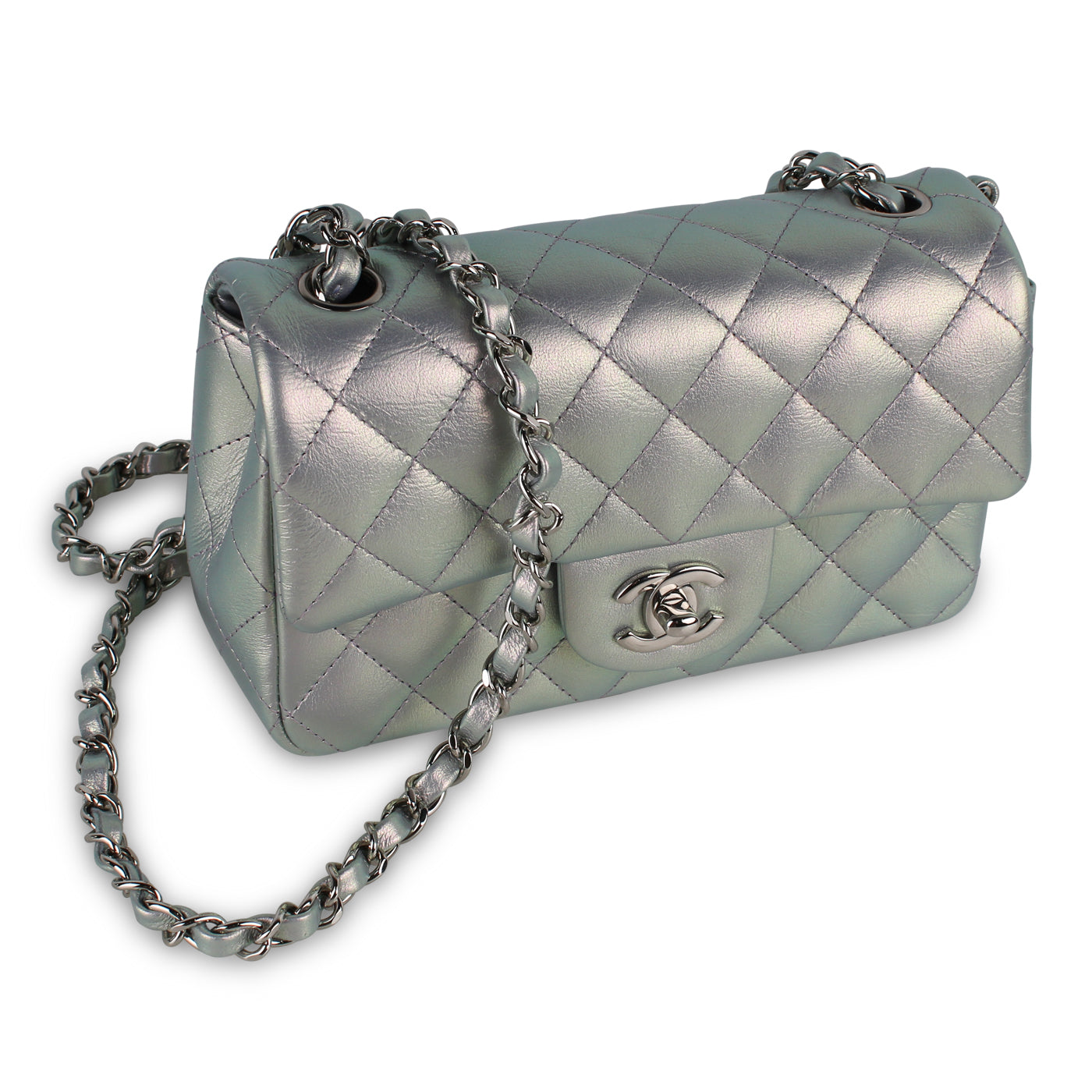 Chanel Mini Rectangular Flap Bag - Iridescent Silver