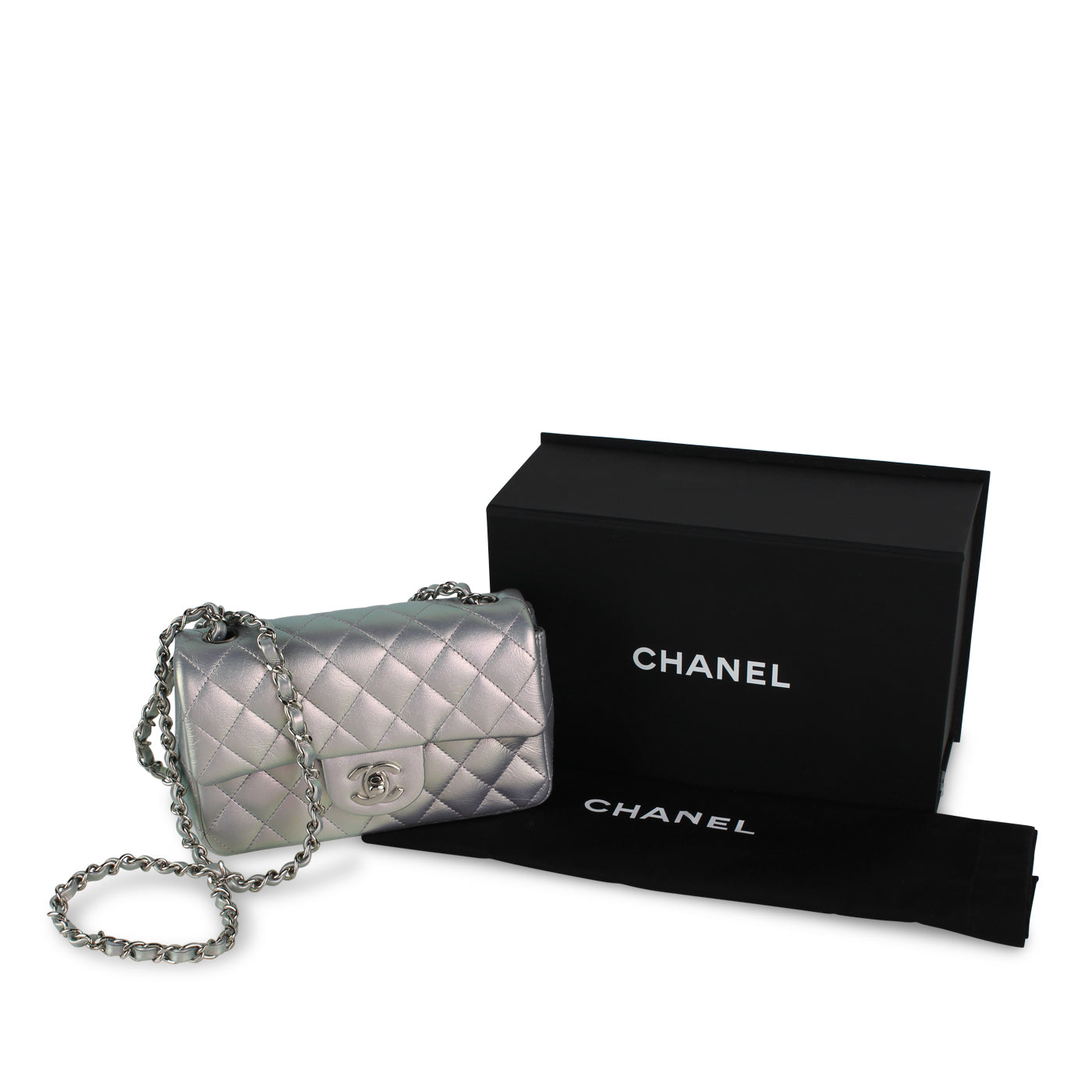 Chanel Mini Rectangular Flap Bag - Iridescent Silver