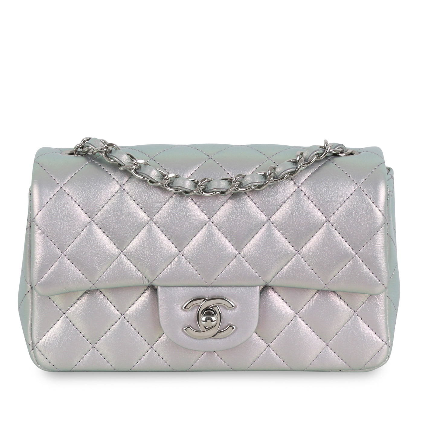 Chanel Mini Rectangular Classic Flap Bag - Iridescent Silver