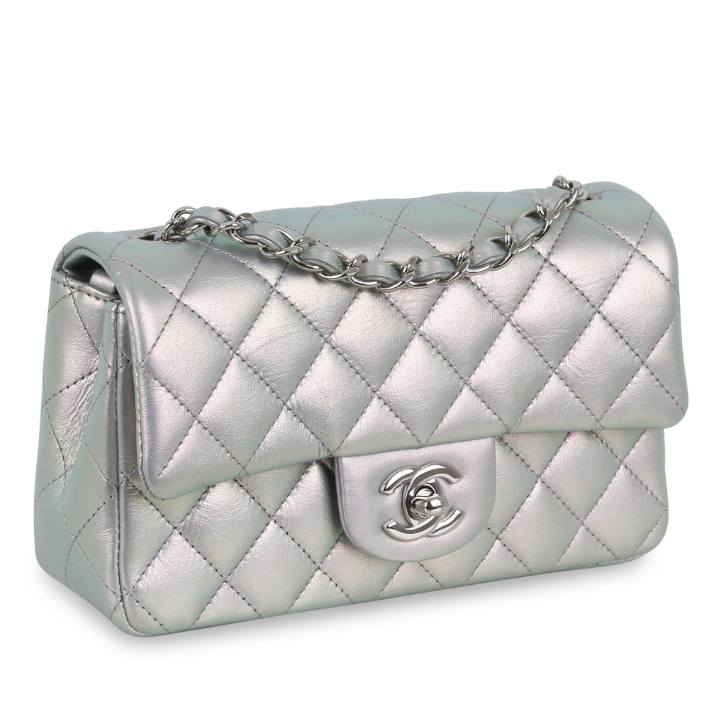 Chanel Mini Rectangular Classic Flap Bag - Iridescent Silver