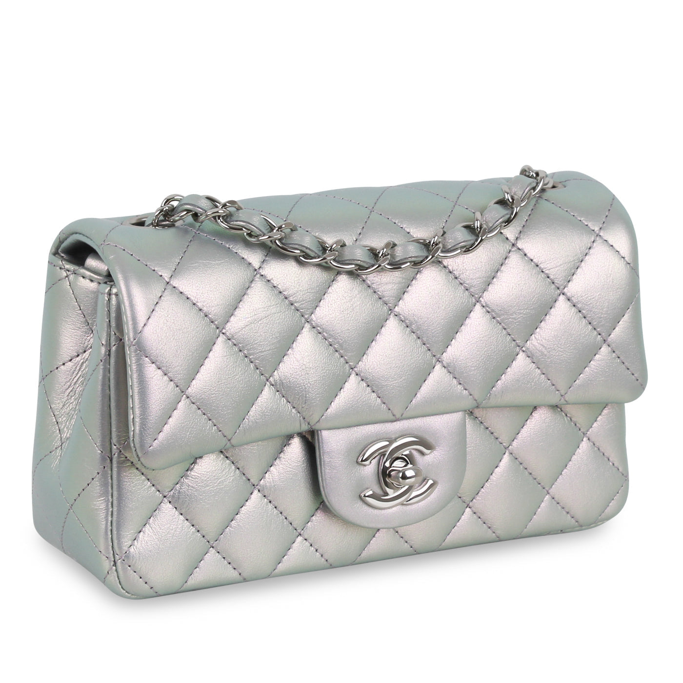 Chanel Mini Rectangular Classic Flap Bag - Iridescent Silver