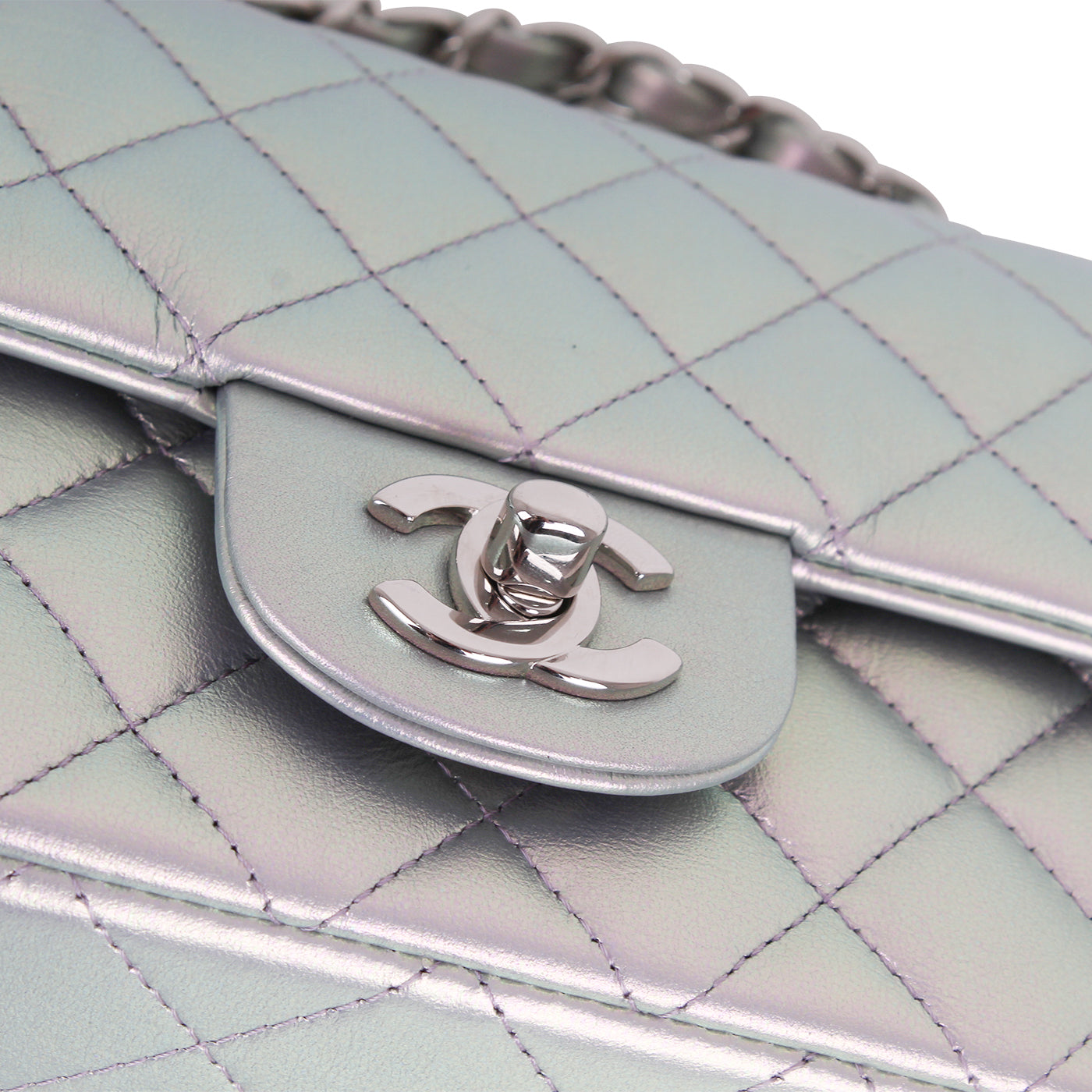 Chanel Mini Rectangular Classic Flap Bag - Iridescent Silver