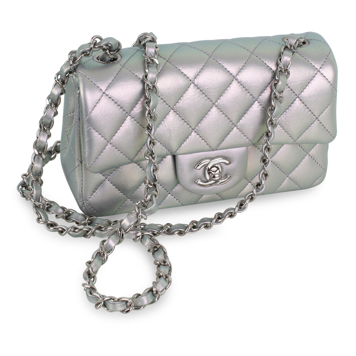 Chanel Mini Rectangular Classic Flap Bag - Iridescent Silver