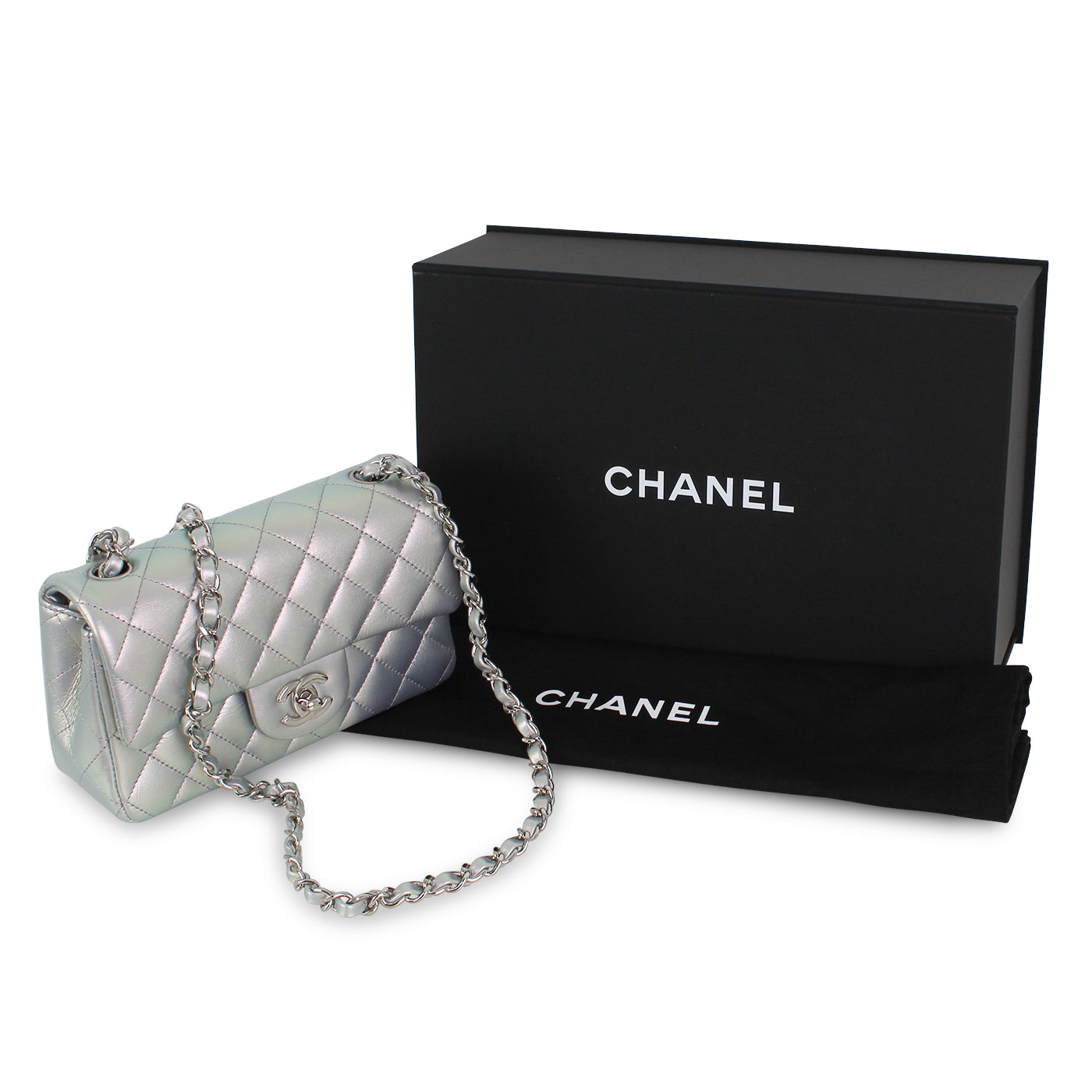 Chanel Mini Rectangular Classic Flap Bag - Iridescent Silver