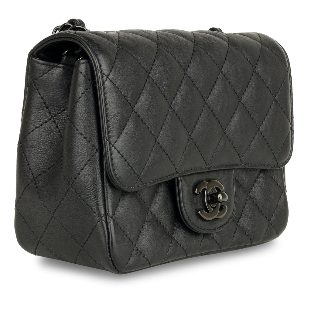 Mini Square Classic Flap - Black Calfskin