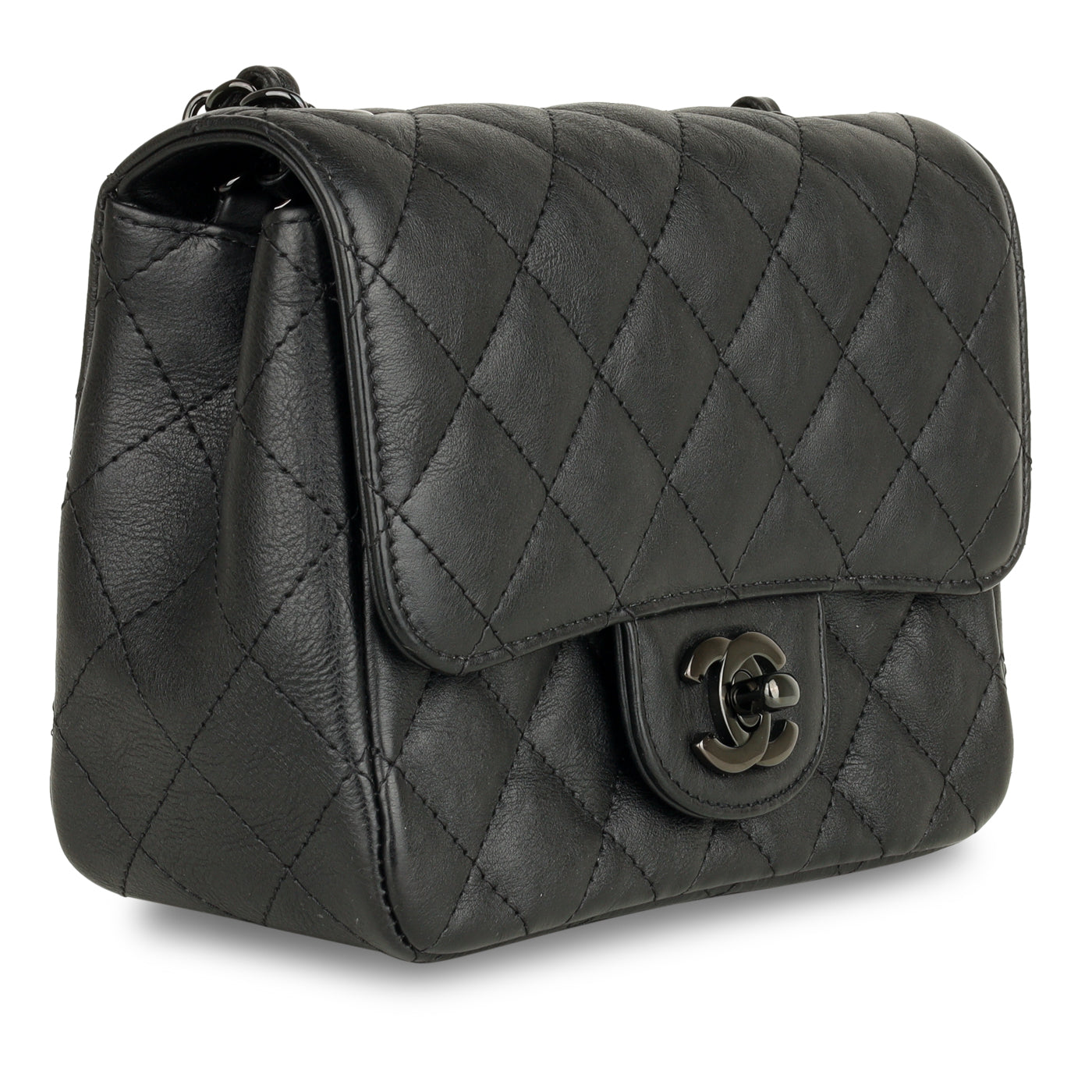 Mini Square Classic Flap - Black Calfskin