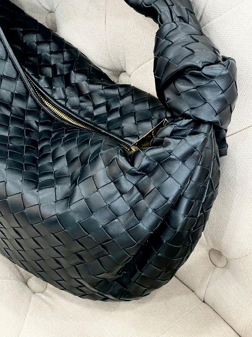 BOTTEGA VENETA JODIE KNOTTED INTRECCIATO LAMBSKIN LEATHER TOTE