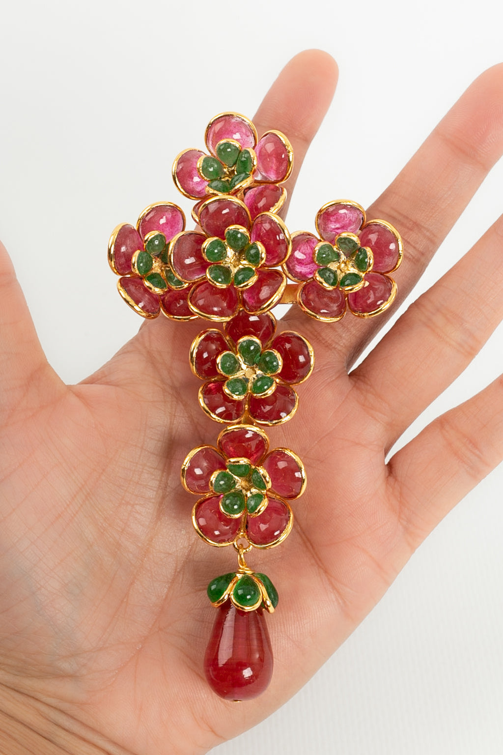 Broche croix ÃƒÆ’Ã‚Â  fleurs Augustine
