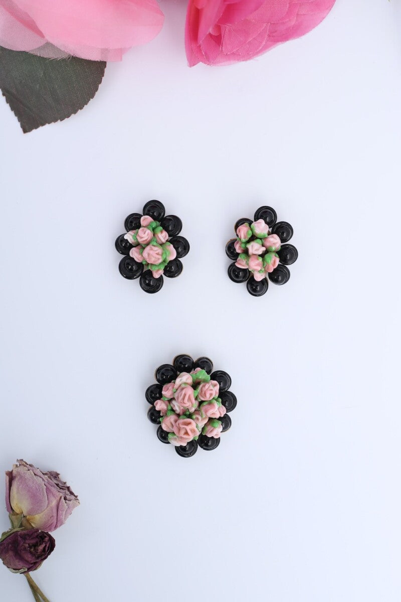Parure florale en pÃƒÆ’Ã‚Â¢te de verre et mÃƒÆ’Ã‚Â©tal dorÃƒÆ’Ã‚Â©