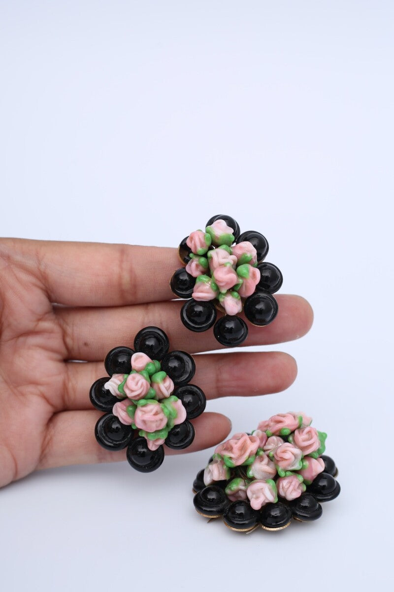 Parure florale en pÃƒÆ’Ã‚Â¢te de verre et mÃƒÆ’Ã‚Â©tal dorÃƒÆ’Ã‚Â©