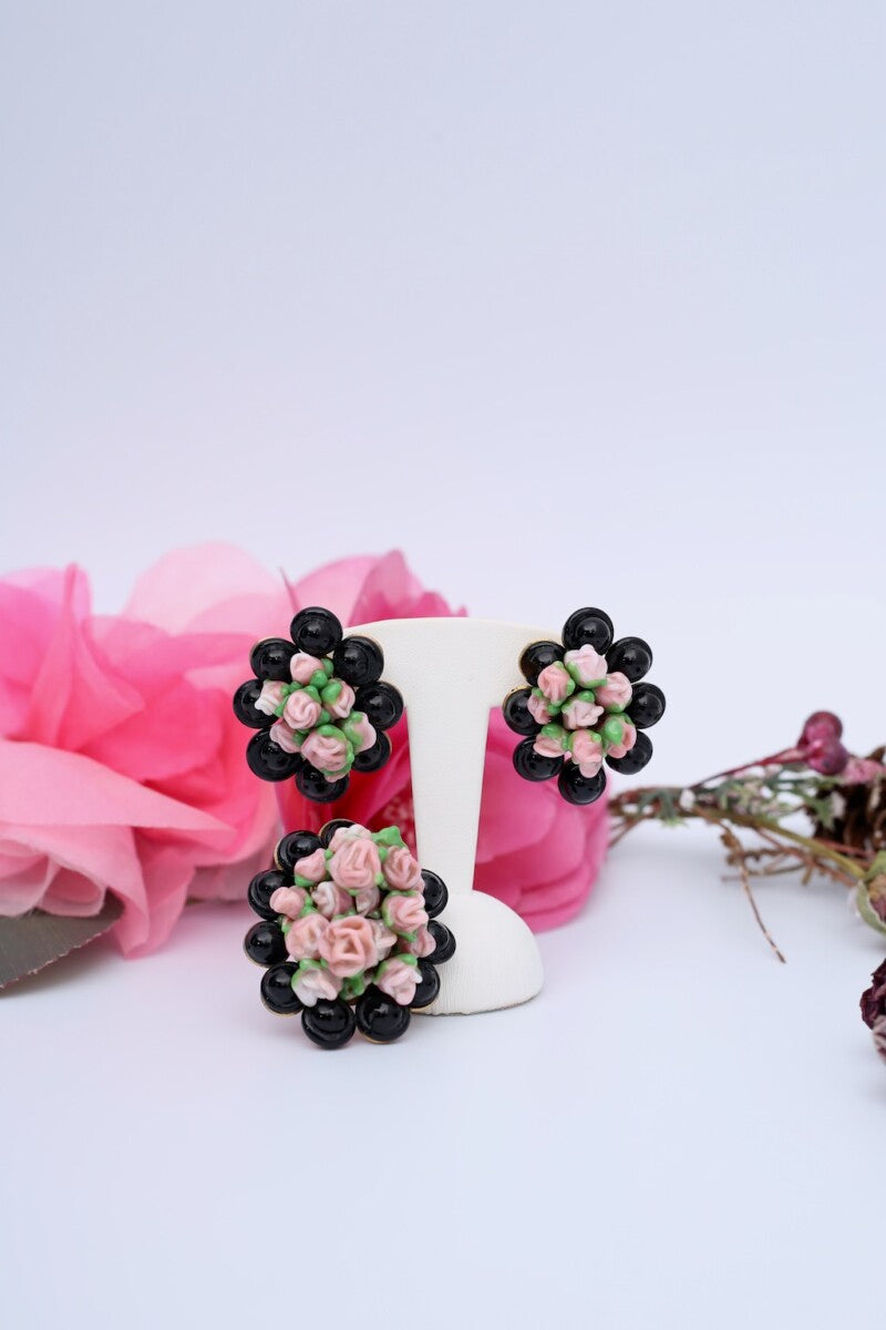 Parure florale en pÃƒÆ’Ã‚Â¢te de verre et mÃƒÆ’Ã‚Â©tal dorÃƒÆ’Ã‚Â©