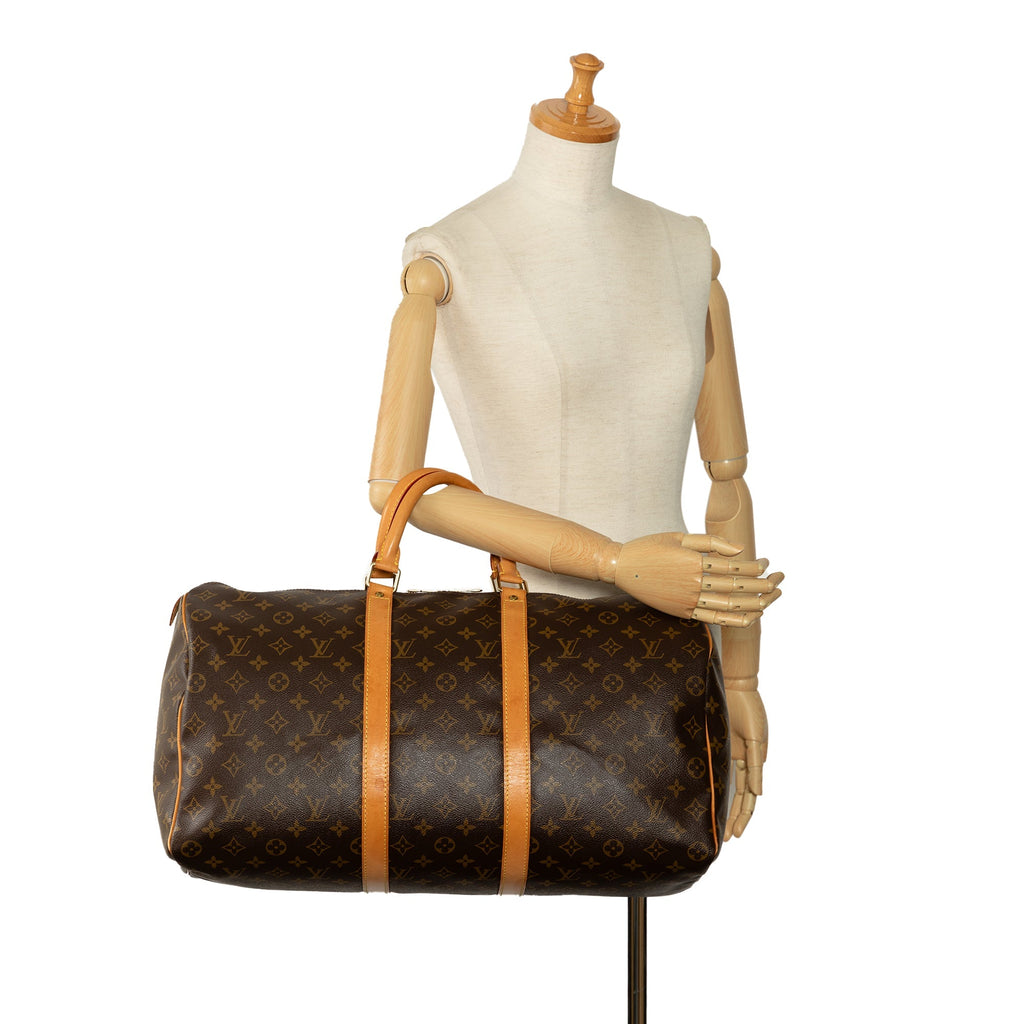 Brown Louis Vuitton Monogram Keepall 50 Travel Bag