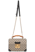 GUCCI Padlock Bamboo Bag GG Black Brown