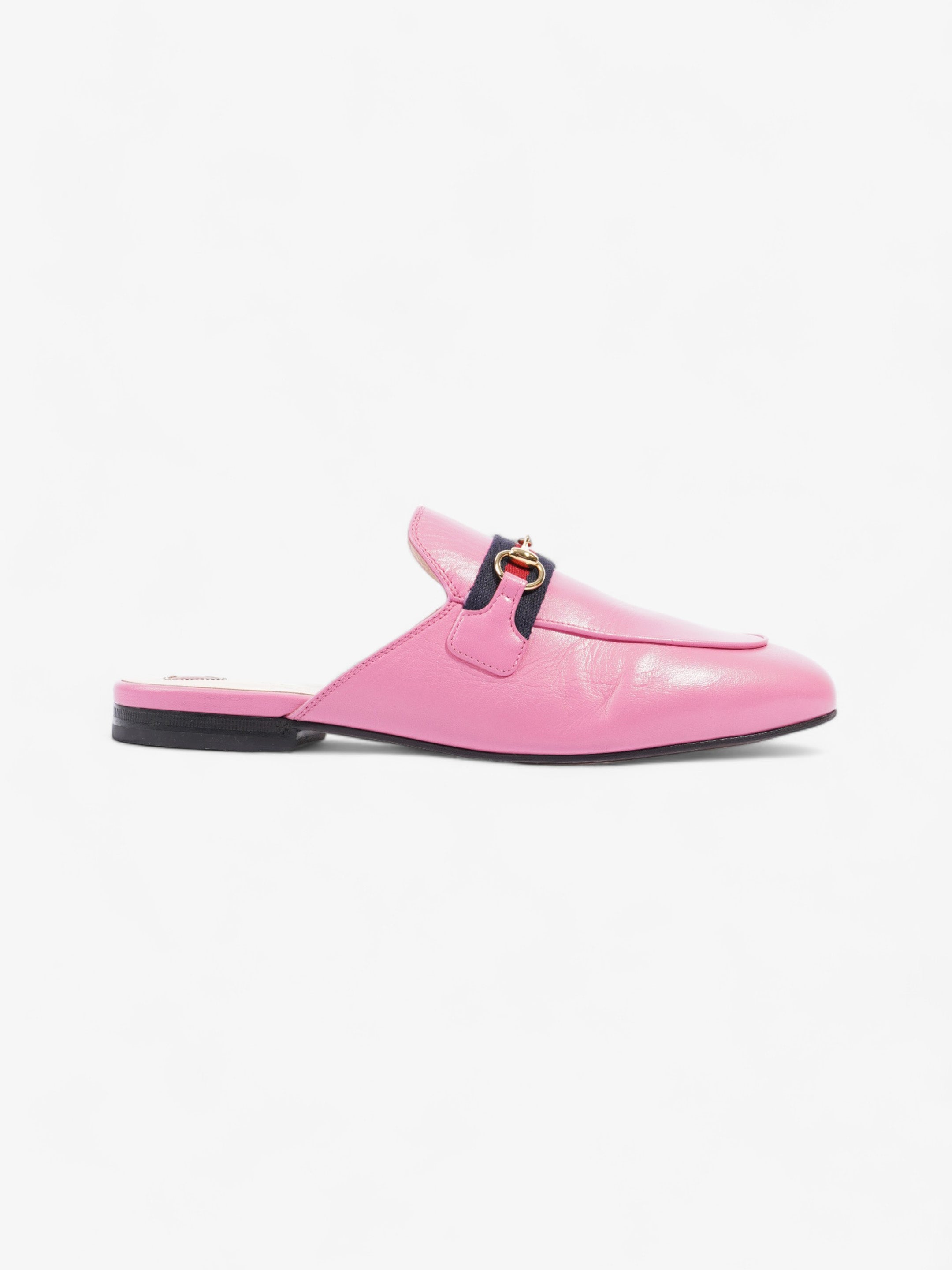 Gucci Malaga Kid Web Princetown Pink Tropical Flower Calfskin Leather EU 40 UK 7